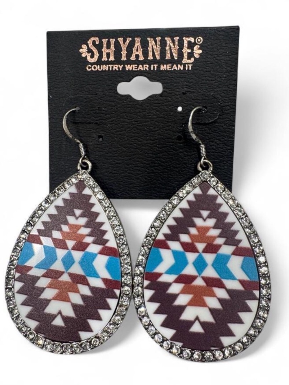 NWT Shyanne Western Aztec Teardrop Rhinestone Earrings